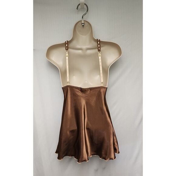 Seductivewear by Cinema Satin Brown/Cream Babydoll Size Small - Picture 4 of 6